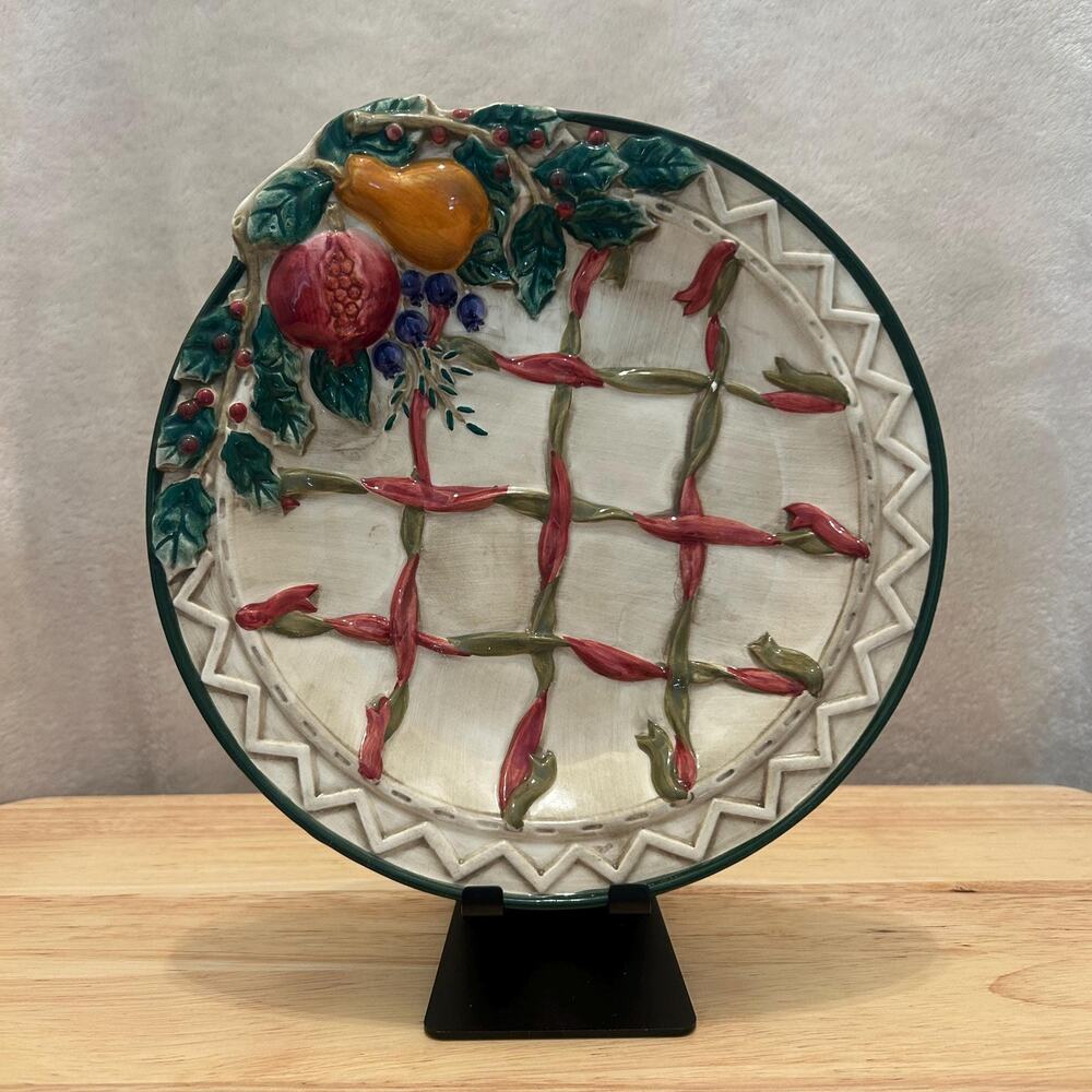 SET OF 4 — Vintage World Market Harvest Fruit Salad Plates 9"
